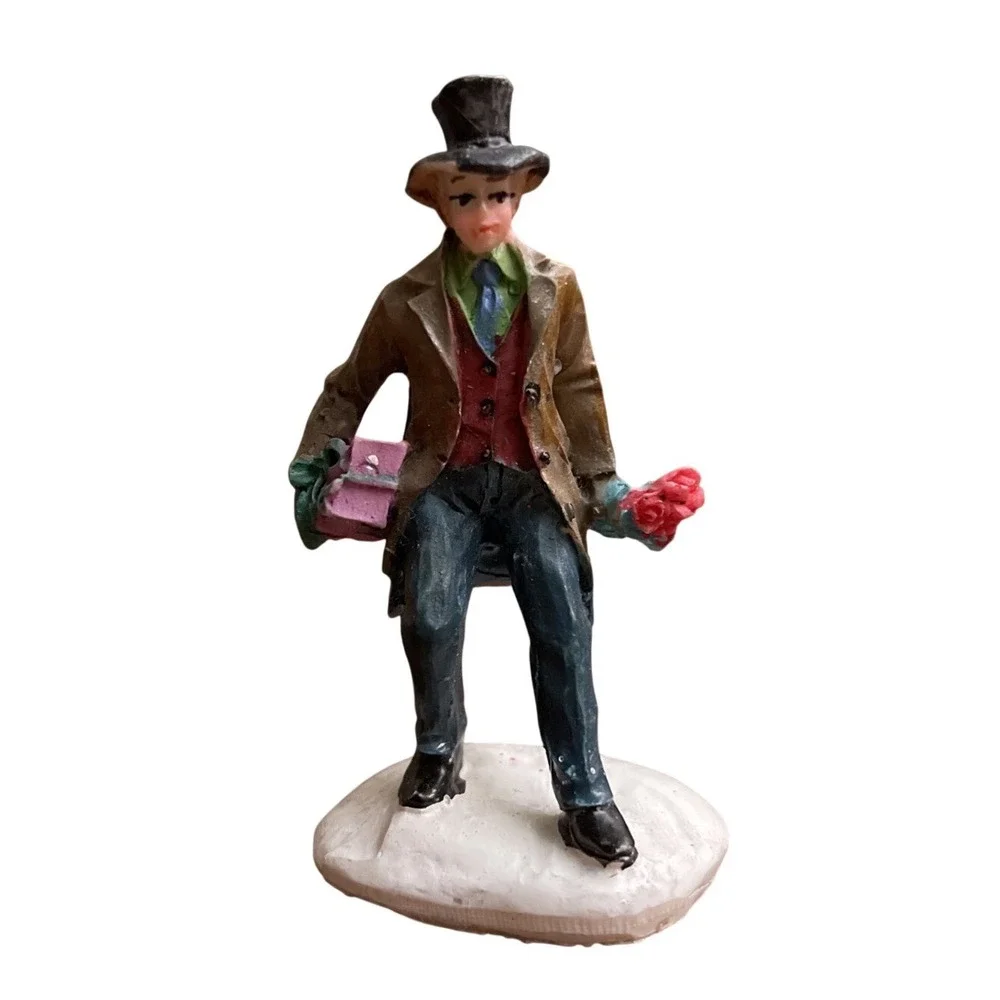 Lemax Christmas Village Dept 56 Mini Husband Roses Flowers Gifts‎ Presents Date